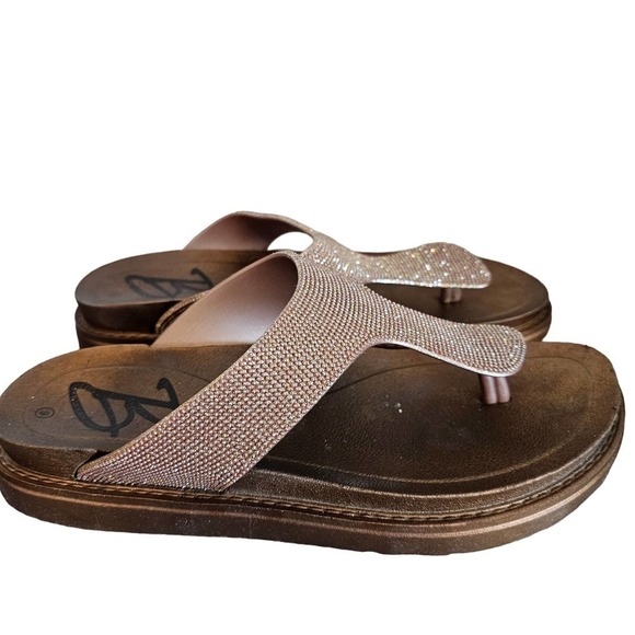 Blue Suede Shoes Womens Size 9 Brown Glitter Shimmer Open Toe Casual - Picture 2 of 7